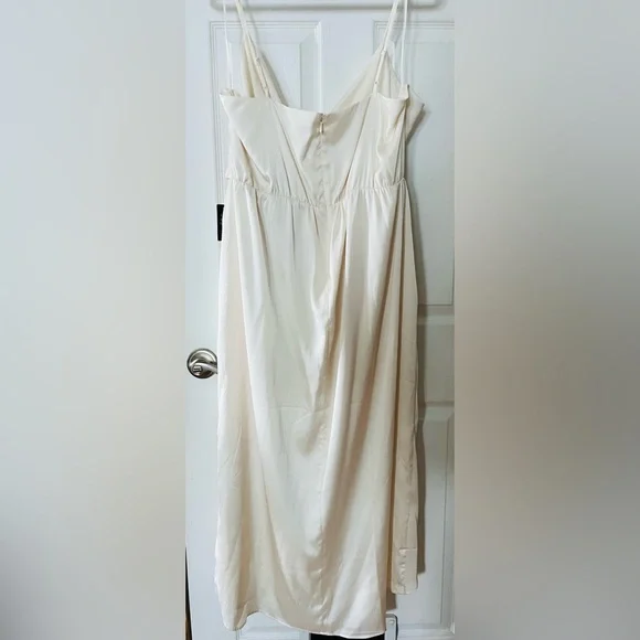 Express Elegant Cream V Neck Strapless Asymmetrical Hemline Dress NWT XL - Picture 3 of 4